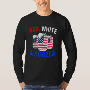 Red White and Boozed 4th of July patriotic firewor T-Shirt