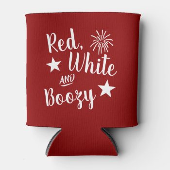 Red  White  And Boozy Can Cooler by coffeecatdesigns at Zazzle