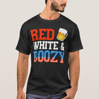 Red White and Boozy Funny 4th of July Drinking Par T-Shirt
