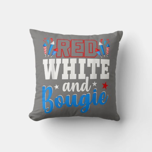 Red White And Bougie 4th Of July American Throw Pillow