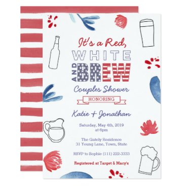 Red White and Brew Couples Shower Engagement Party Invitation Red White and Brew Couples Shower Engagement Party Invitation