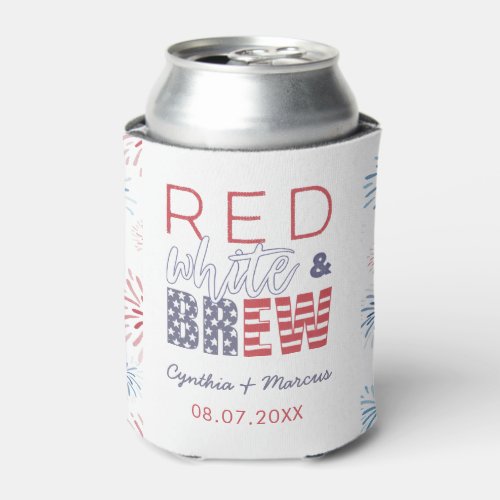 Red White And Brew Couples Shower Favor Can Cooler