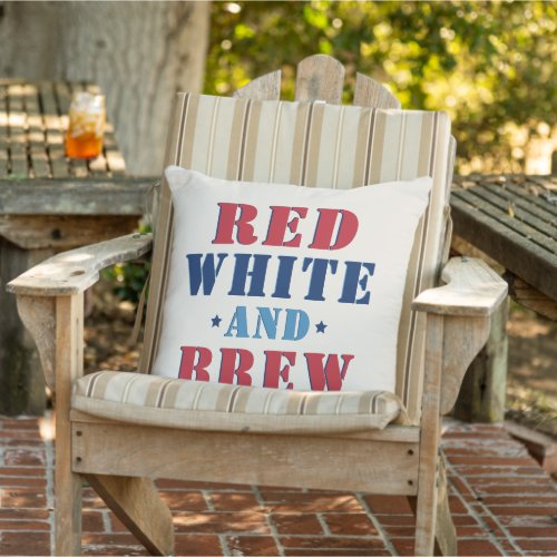 Red White and Brew Fourth of July Throw Pillow