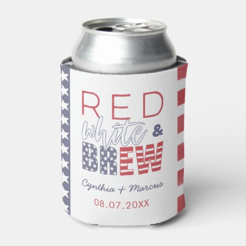 Red White And Brew Fun Favor For Co_Ed Shower Can Cooler