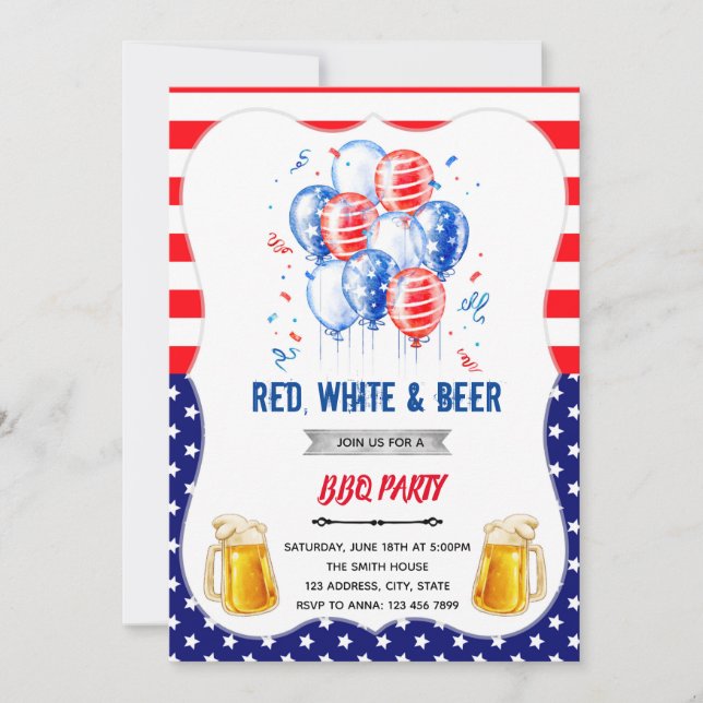 Red white and brew invitation (Front)