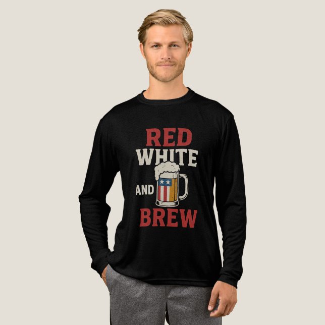 Red White and Brew Shirt – Funny Beer & USA Flag T (Full Front)