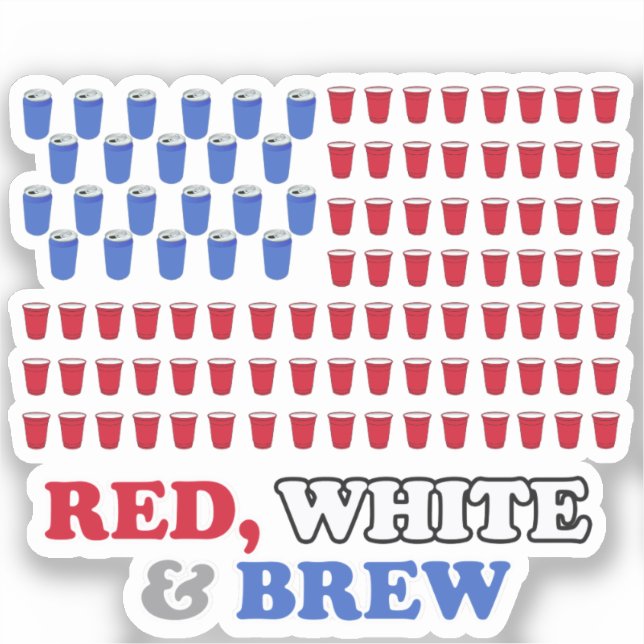 Red White and Brew Sticker (Front)