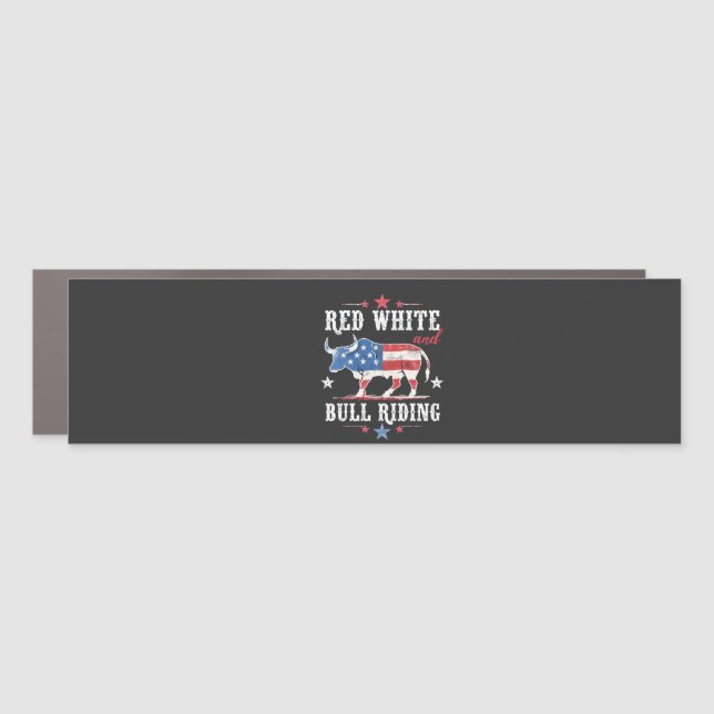 Red White and Bull Riding American Cowboys  Car Magnet (Front)