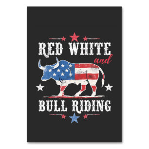 Red White and Bull Riding American Cowboys  Table Number
