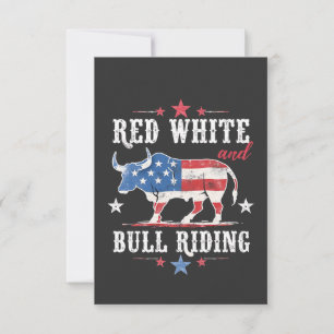 Red White and Bull Riding American Cowboys  Thank You Card