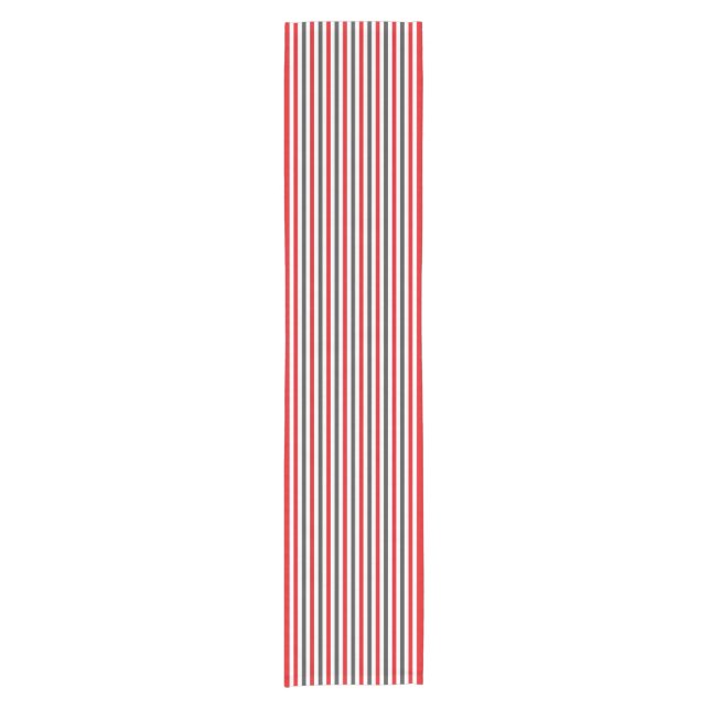 Red White and Charcoal Gray Stripes Short Table Runner (Front)