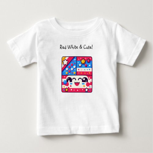 Red white and cute independence July summer party Baby T_Shirt