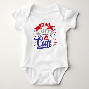 Red white and Cute Patriotic Baby Bodysuit