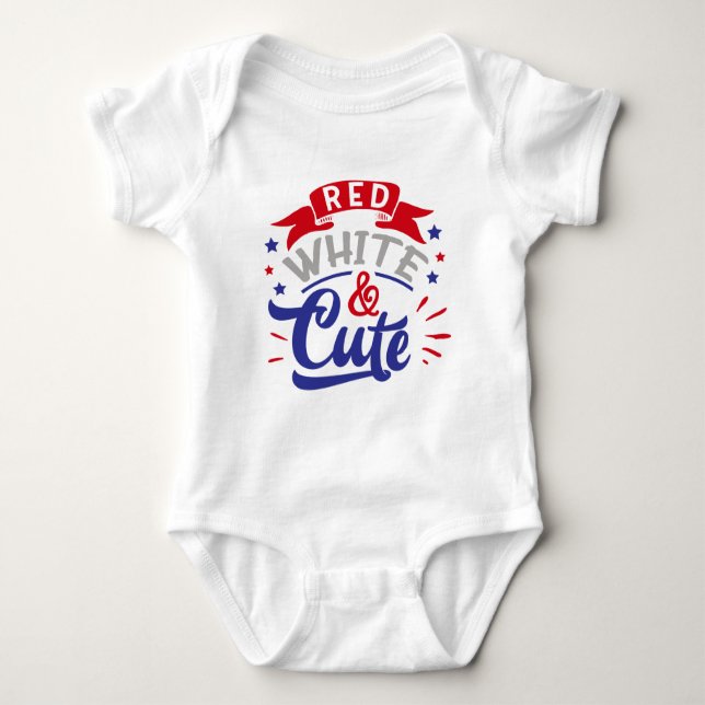 Red white and Cute Patriotic Baby Bodysuit (Front)