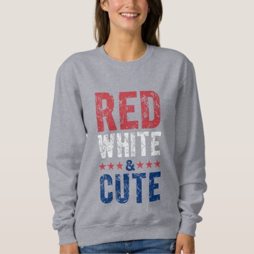 Red White and Cute Patriotic Women Sweatshirt