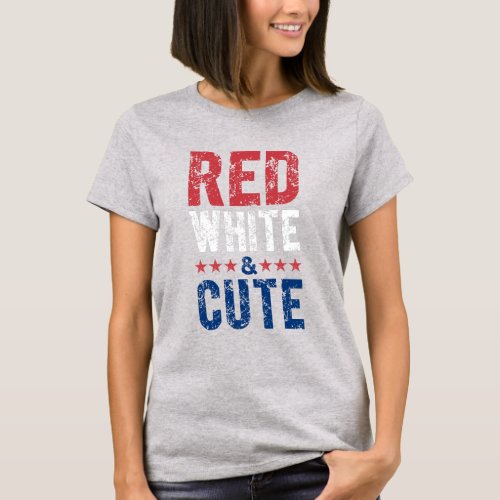 Red White and Cute Patriotic Women T_Shirt
