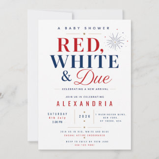 Red White and Due 2026 Gender Neutral Baby Shower Invitation