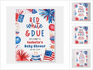 Red, White and Due 4th July Baby Shower Collection