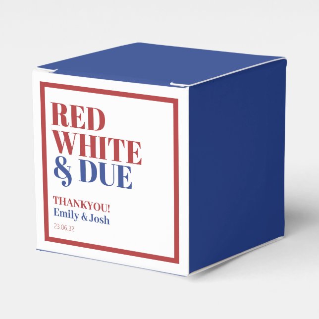 Red White and Due 4th July Baby Shower  Favor Boxes (Front Side)