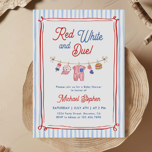 Red, White and Due 4th July Baby Shower Invitation