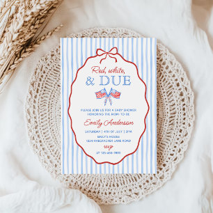 Red, White and Due 4th July Baby Shower Invitation