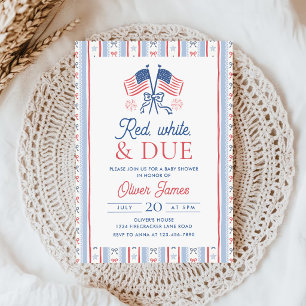 Red, White and Due 4th July Baby Shower Invitation