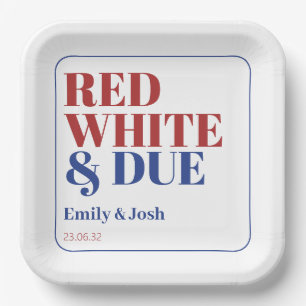 Red White and Due 4th July Baby Shower  Paper Plates
