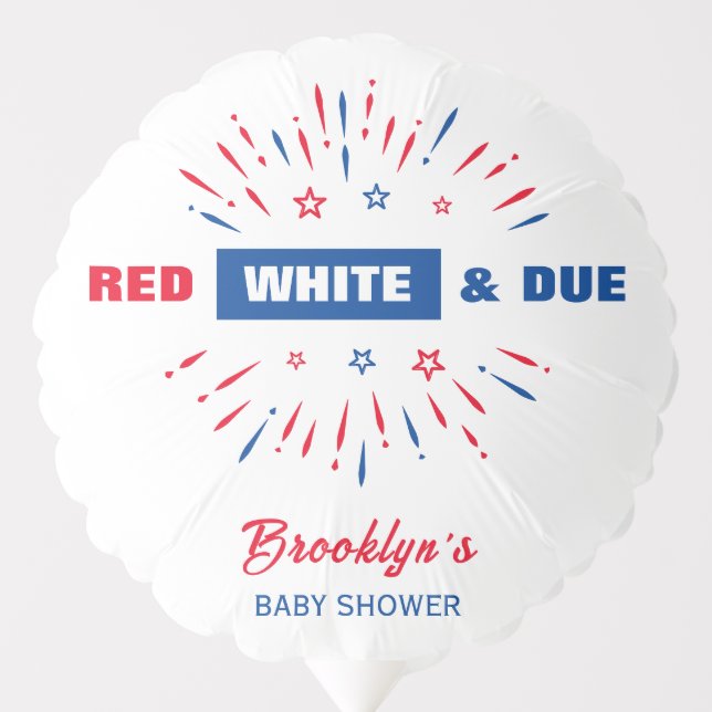 Red White And Due 4th July Patriotic Baby Shower Balloon (Front)