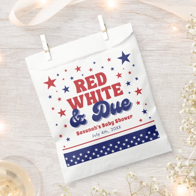 Red, White and Due 4th July Patriotic Baby Shower  Favor Bag (Clipped)