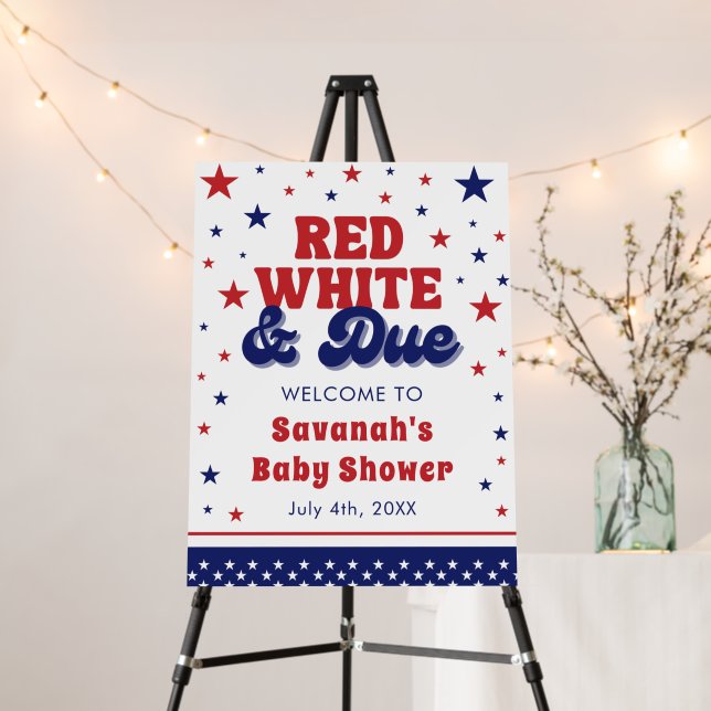 Red, White and Due 4th July Patriotic Baby Shower Foam Board (In Situ (Stand))