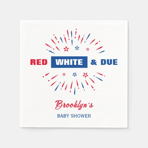 Red White And Due 4th July Patriotic Baby Shower Napkins