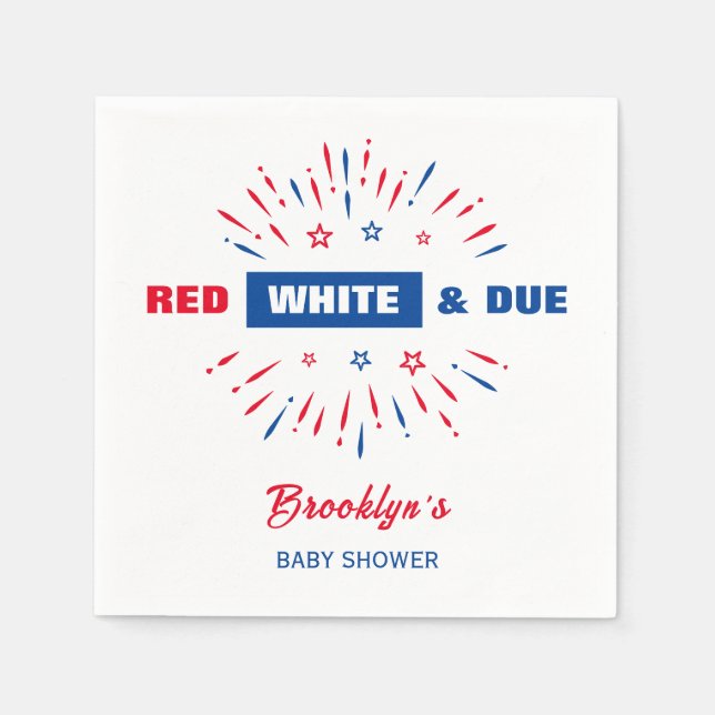 Red White And Due 4th July Patriotic Baby Shower Napkins (Front)