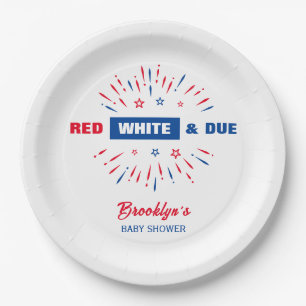 Red White And Due 4th July Patriotic Baby Shower Paper Plates