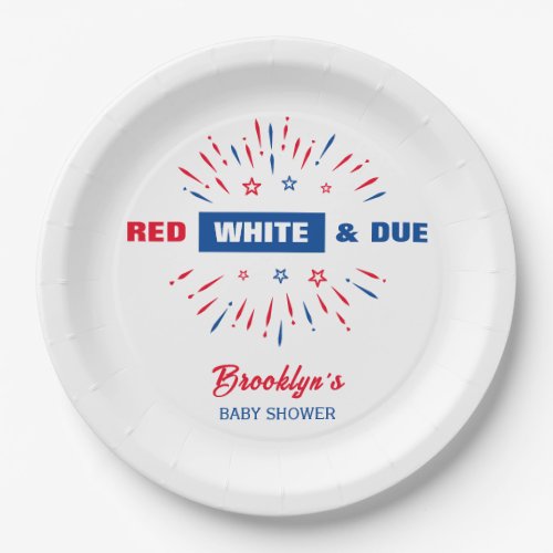 Red White And Due 4th July Patriotic Baby Shower Paper Plates