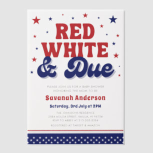 Red, White and Due 4th July Patriotic Baby Shower  Vellum Invitations