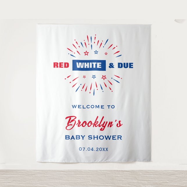 Red White And Due 4th Of July Baby Shower Backdrop (Front)