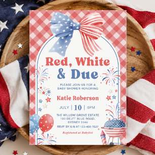Red White and Due 4th of July Baby Shower Invitation