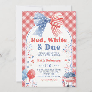 Red White and Due 4th of July Baby Shower Invitation