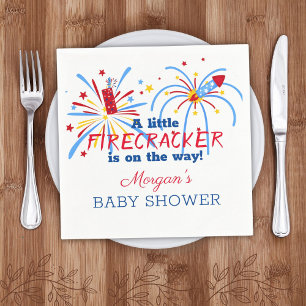 Red White and Due 4th of July Baby Shower Napkins