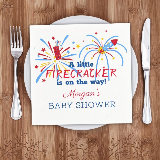 Red White and Due 4th of July Baby Shower Napkins (Creator Uploaded)