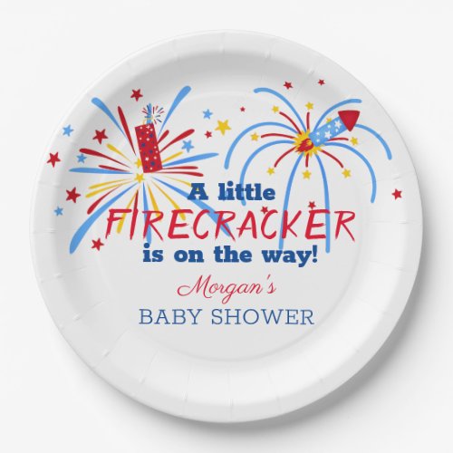 Red White and Due 4th of July Baby Shower Paper Plates