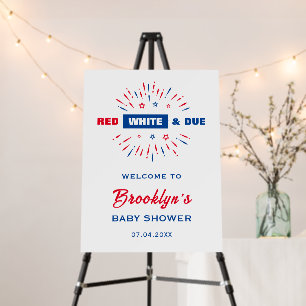 Red White And Due 4th Of July Baby Shower Welcome Foam Board