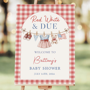 Red White and Due 4th of July Baby Shower Welcome Foam Board