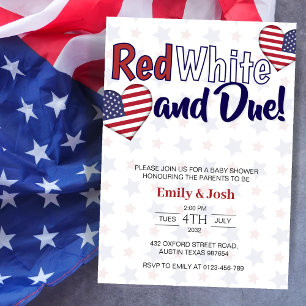 Red White and Due 4th of July Co ed Baby Shower Invitation