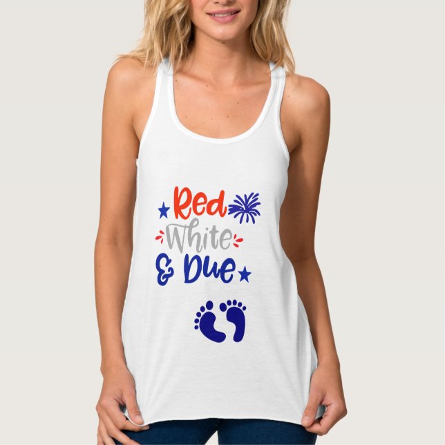 Red White and Due 4th of July Maternity Shirt (Front)