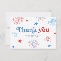 Red White and Due 4th of July Patriotic Thank You