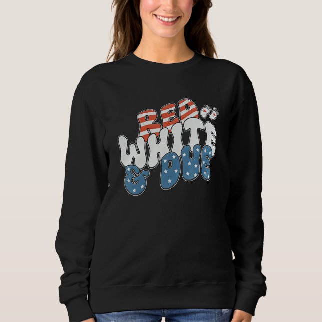 Red White And Due 4th Of July USA Baby Reveal Amer Sweatshirt (Front)
