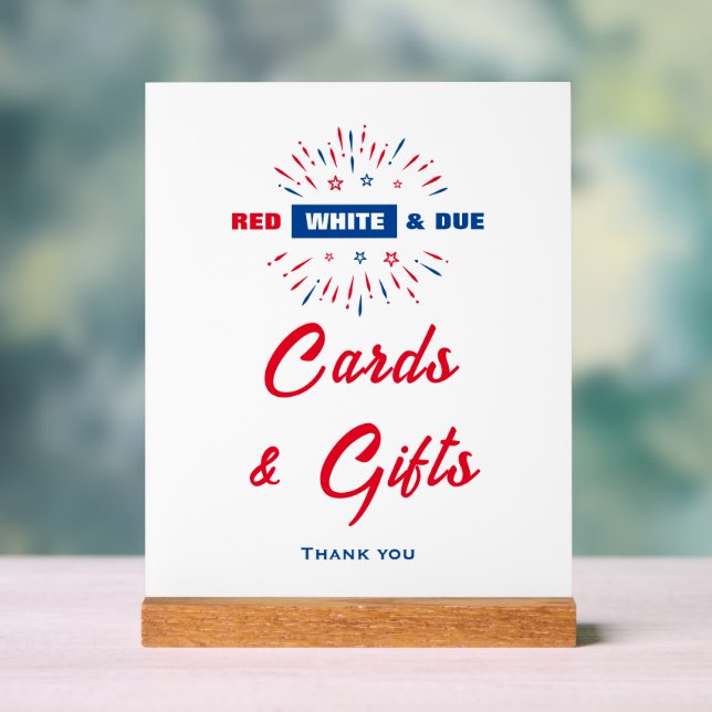 Red White And Due Baby Shower Cards And Gifts Sign (Neutral)