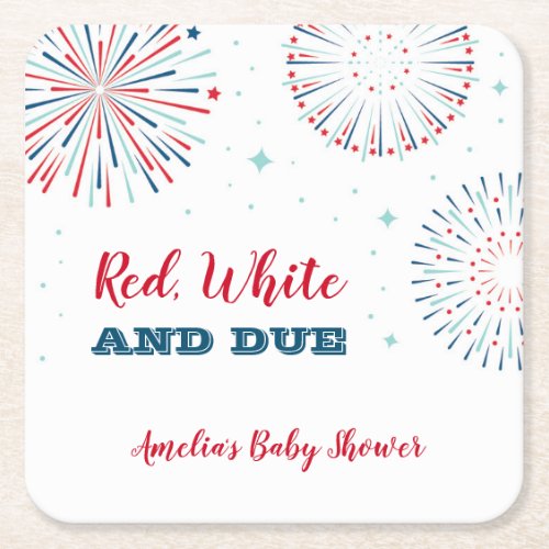 Red White and Due Baby Shower Coaster