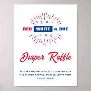 Red White And Due Baby Shower Diaper Raffle Sign